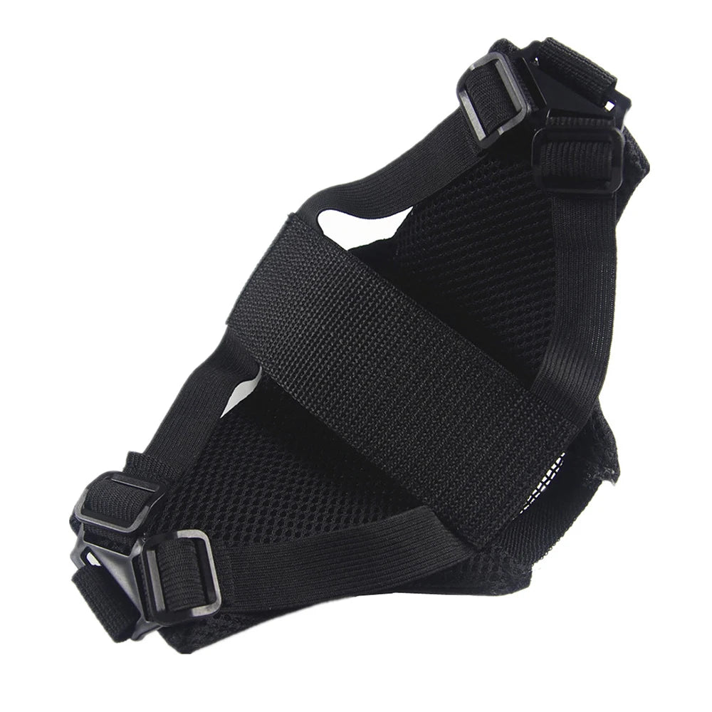 Máscara Meia Face Tática Dobrável em Malha de Aço – Respirável e Ajustável para Airsoft e CQB