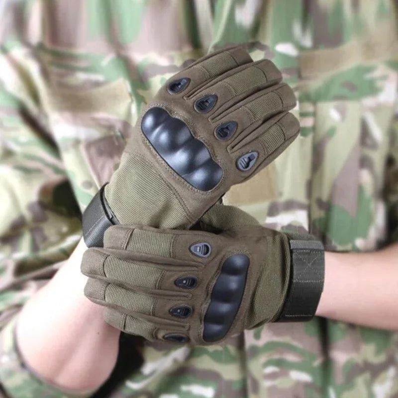 Luva Tática Full Finger com Proteção de Nós dos Dedos – Grip Total para Airsoft, CQB e Bike