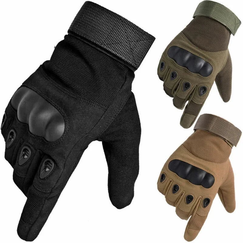 Luva Tática Full Finger com Proteção de Nós dos Dedos – Grip Total para Airsoft, CQB e Bike