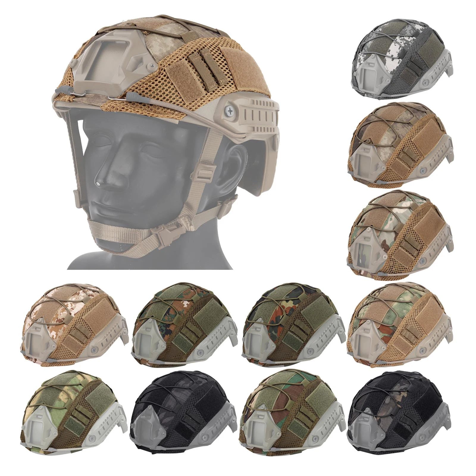 Capa Tática para Capacete FAST High-Cut Multicam – Leve, Ajustável e Respirável para Airsoft e Paintball