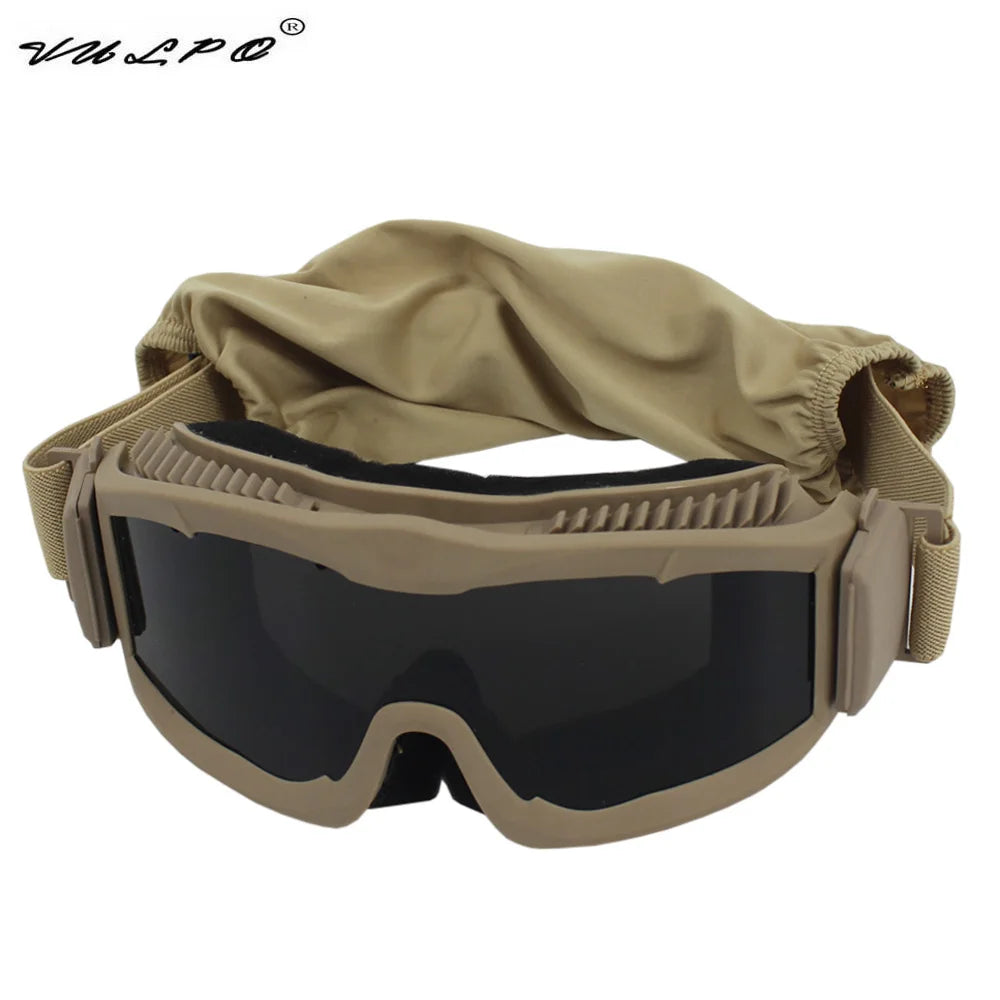 Óculos Táticos VULPO com 3 Lentes Intercambiáveis – Antiembaçante e Proteção UV para Airsoft e CQB