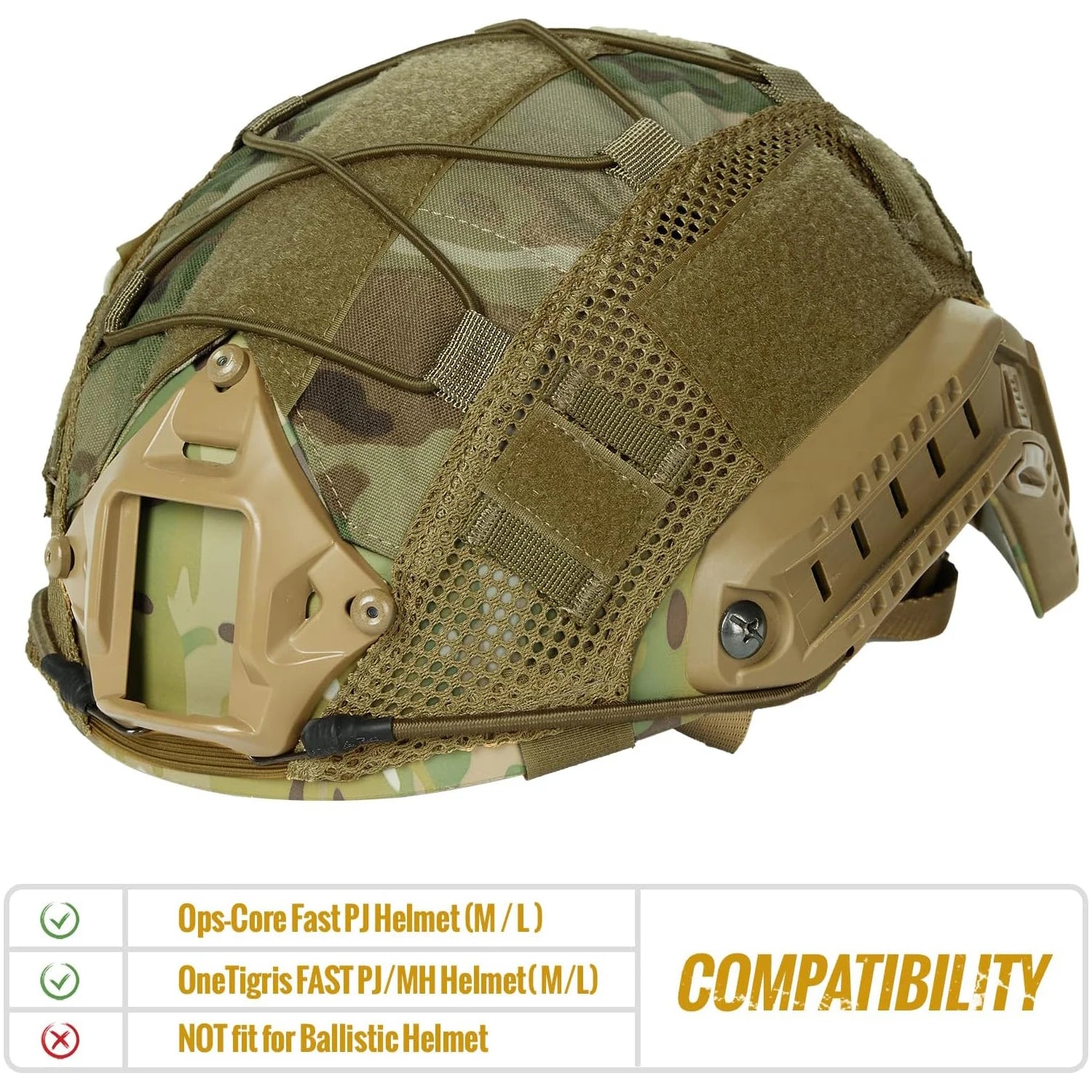 Capa Tática para Capacete FAST High-Cut Multicam – Leve, Ajustável e Respirável para Airsoft e Paintball