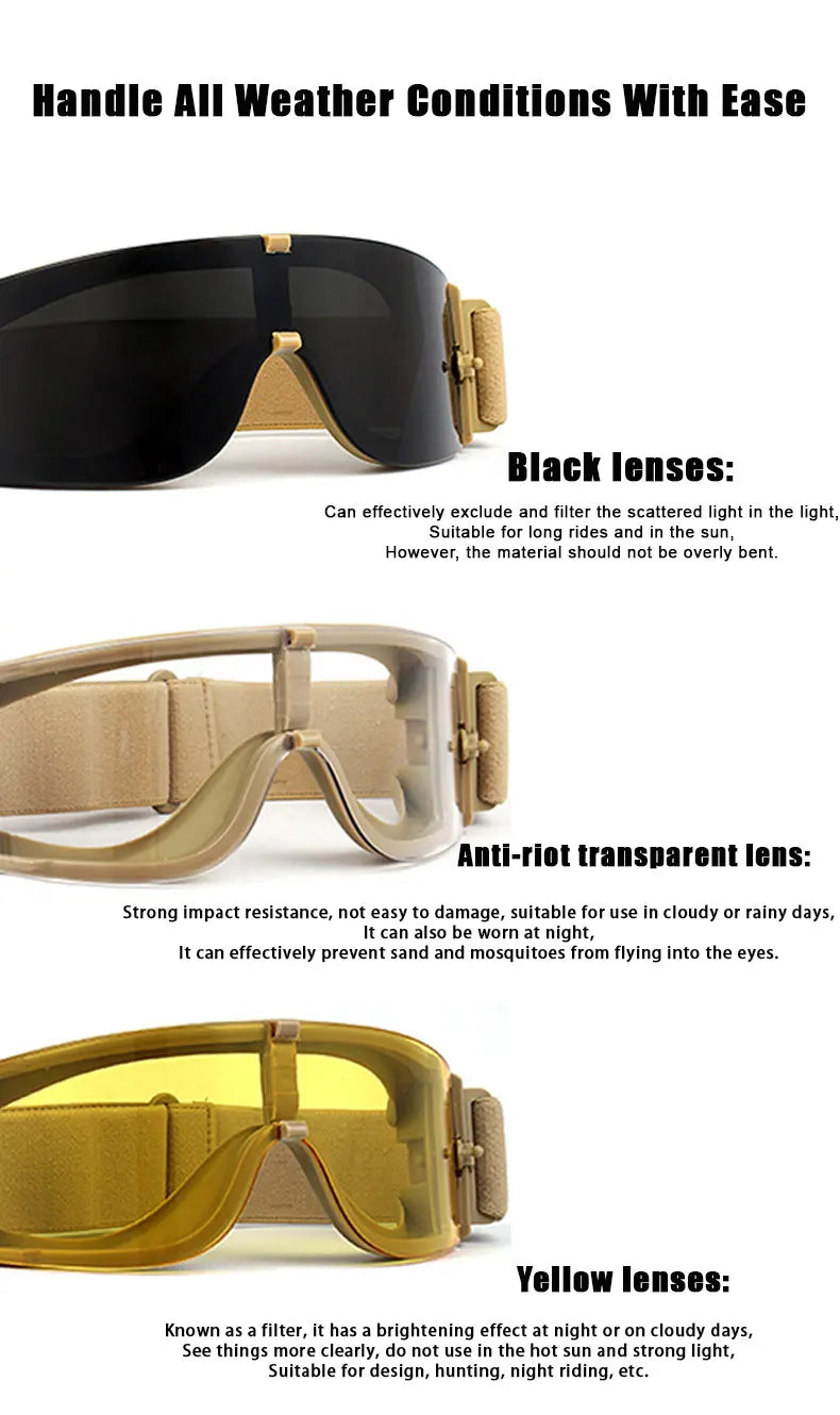 Óculos Táticos Airsoft UV400 Antivento | Proteção Contra Poeira e Impacto Leve para Jogos e Outdoor
