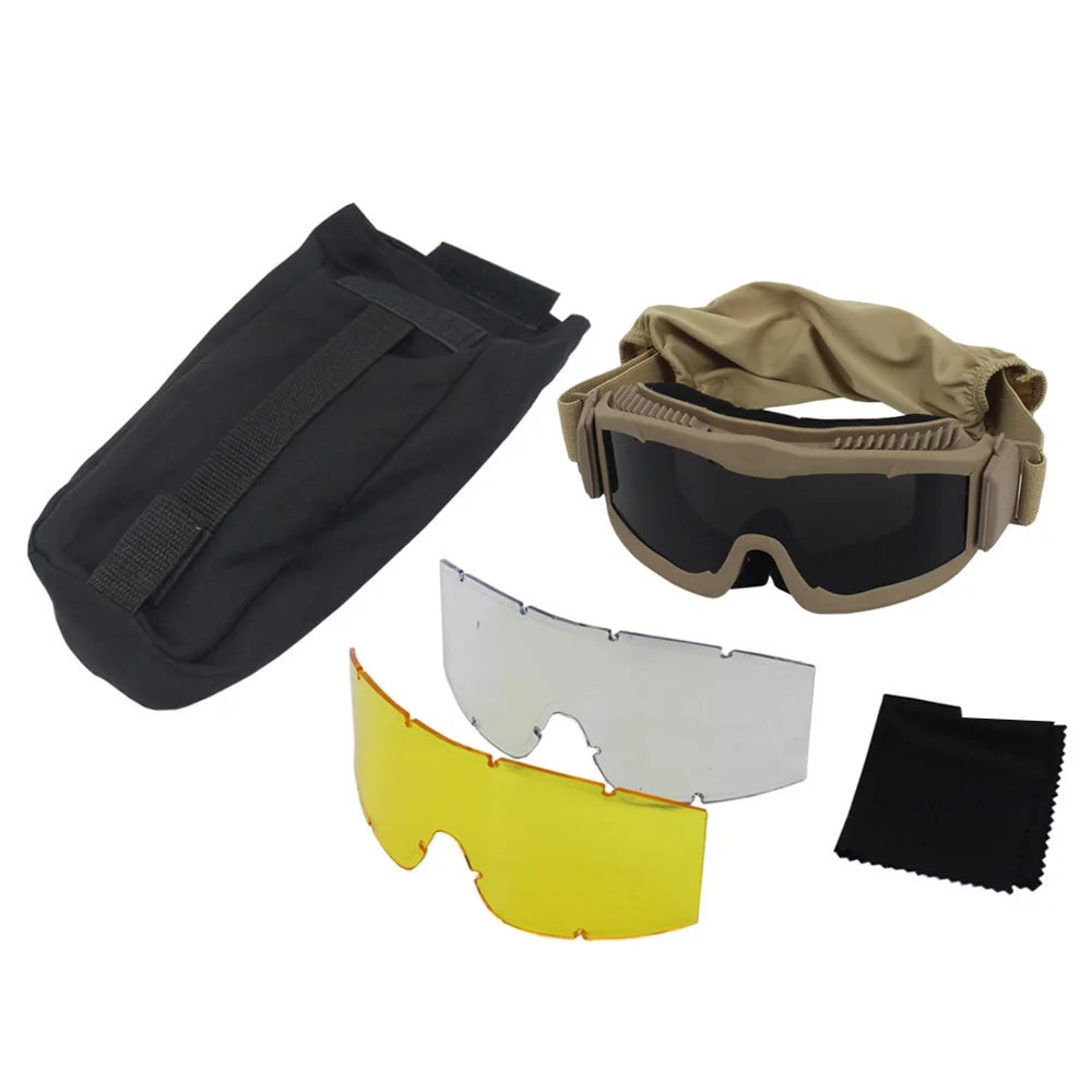 Óculos Táticos VULPO com 3 Lentes Intercambiáveis – Antiembaçante e Proteção UV para Airsoft e CQB