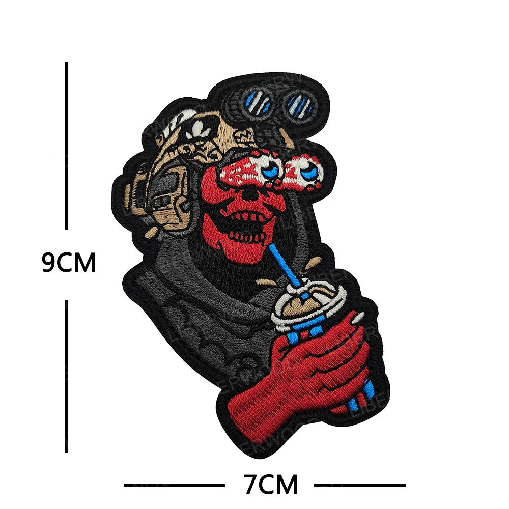Patch Tático Caveira Night Vision 3D em PVC – Glow Luminous com Velcro para Capacete, Colete e Mochila