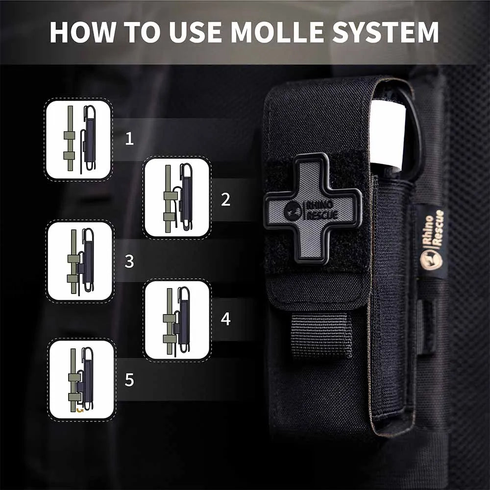 Porta-Torniquete Tático MOLLE Rhino Rescue® – Pouch IFAK Compacto para Tesoura e Atendimento de Combate