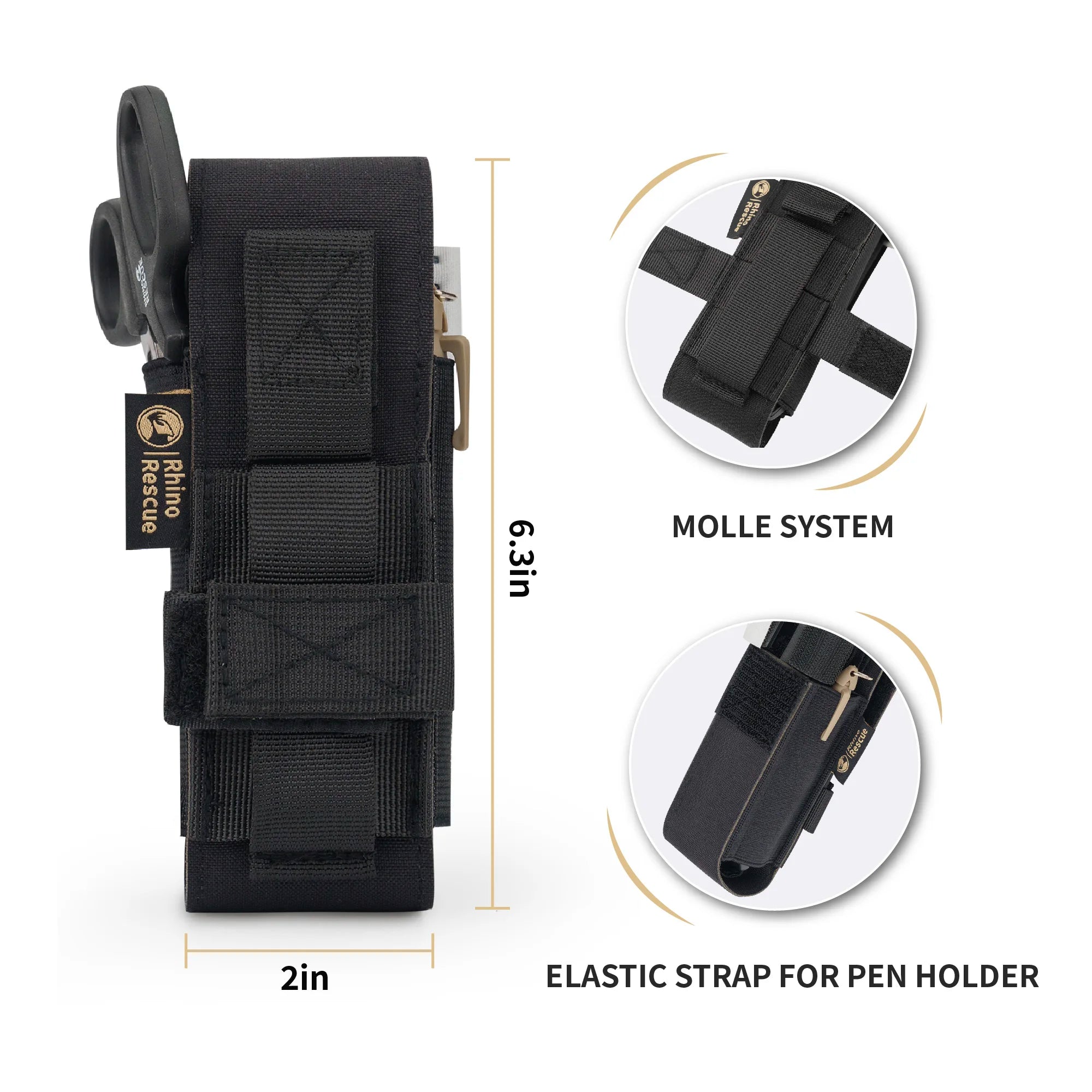 Porta-Torniquete Tático MOLLE Rhino Rescue® – Pouch IFAK Compacto para Tesoura e Atendimento de Combate