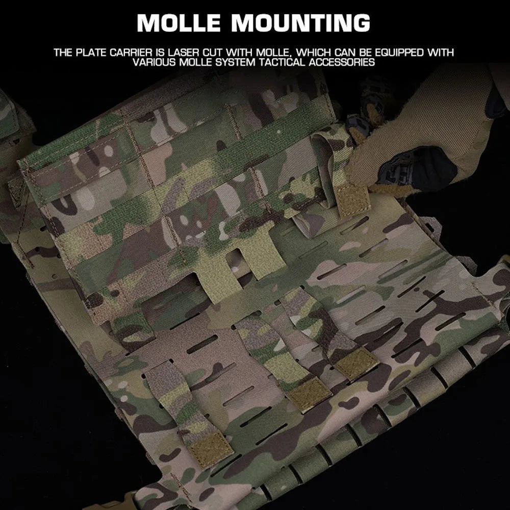 Colete Tático MOLLE SF V2 Leve – Plate Carrier Ajustável para Airsoft e Paintball