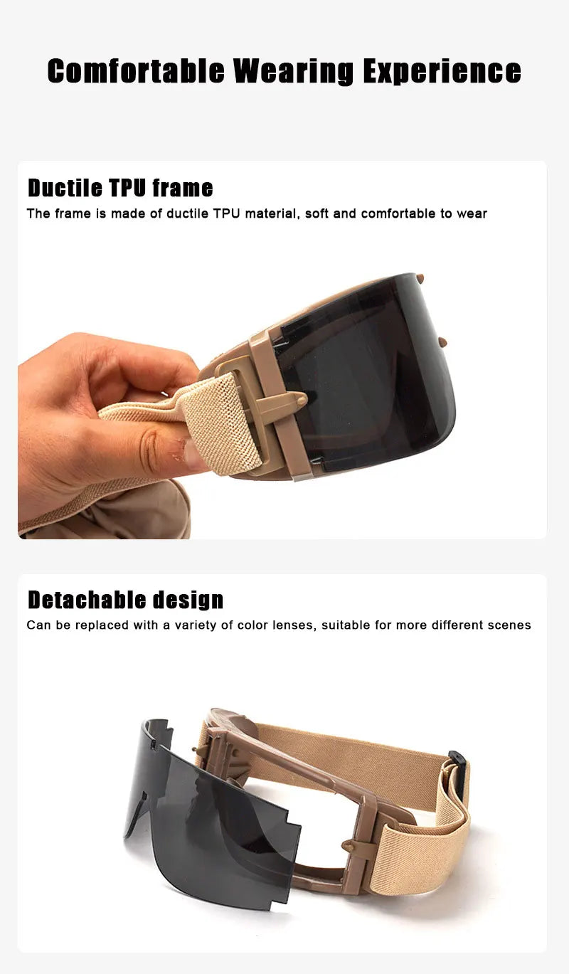 Óculos Táticos Airsoft UV400 Antivento | Proteção Contra Poeira e Impacto Leve para Jogos e Outdoor